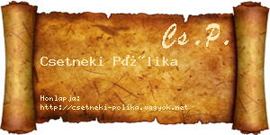 Csetneki Pólika névjegykártya